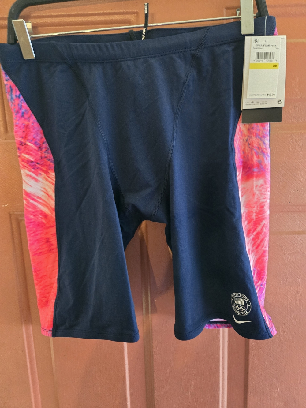 Nike Navy Swim Jammers with Pink Tie-Dye Accents